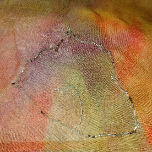 BUTTON DOWN SHEER BEADED BLOUSE SHIRT TOP SIZE SMALL - Picture 8 of 9